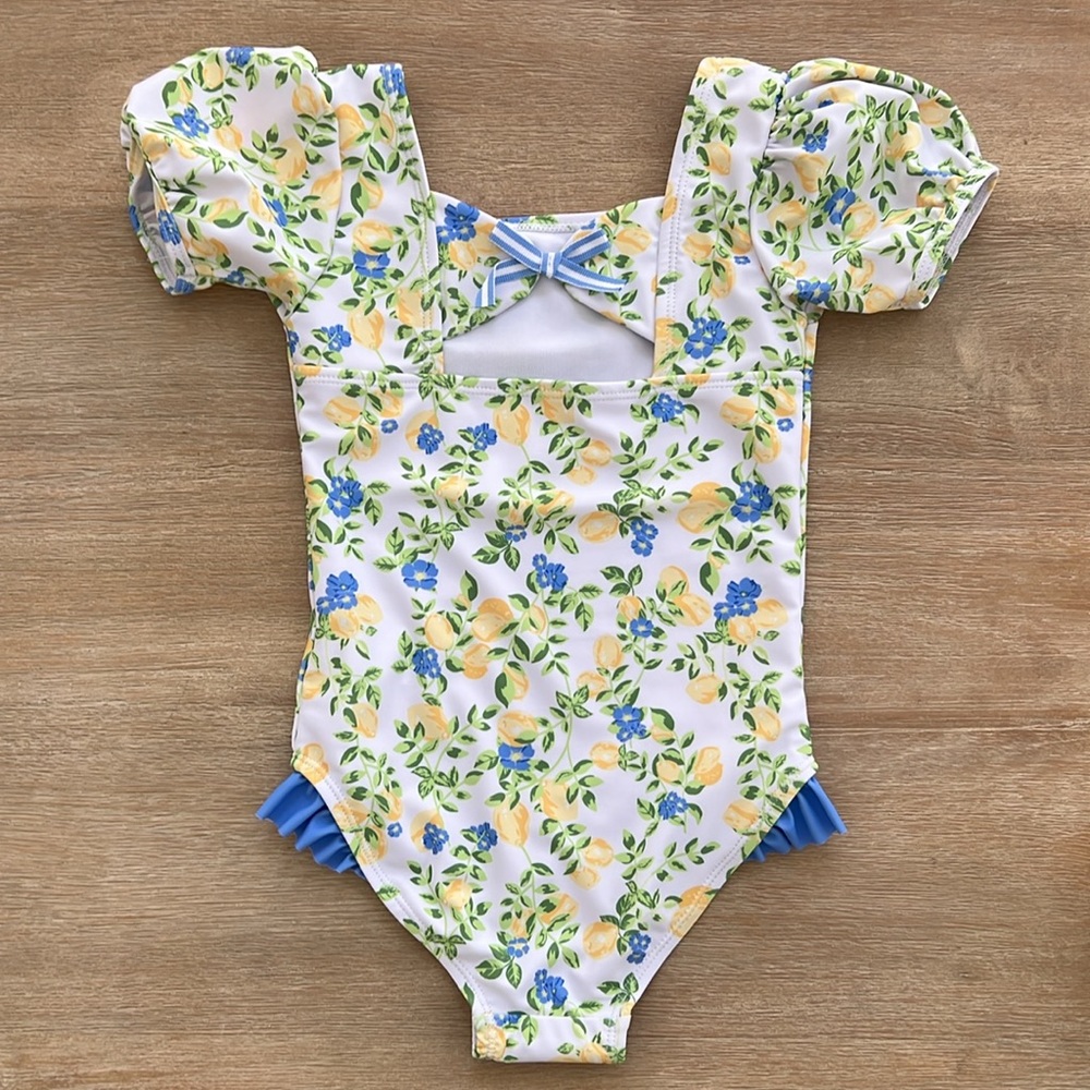 Cynthia Rowley Lemon Puff Sleeve One Piece Swimsuit Bag 2T - Picture 6 of 9